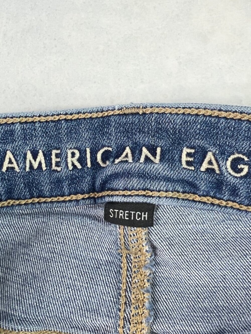 American Eagle Jeans Women 28x29* Super High Rise Flare Blue Stretch Denim Tag 6 - Picture 5 of 16